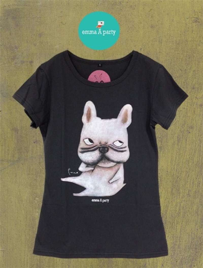 emmaAparty插画T ：：剔牙法斗 - 中性连帽卫衣/T 恤 - 棉．麻 灰色