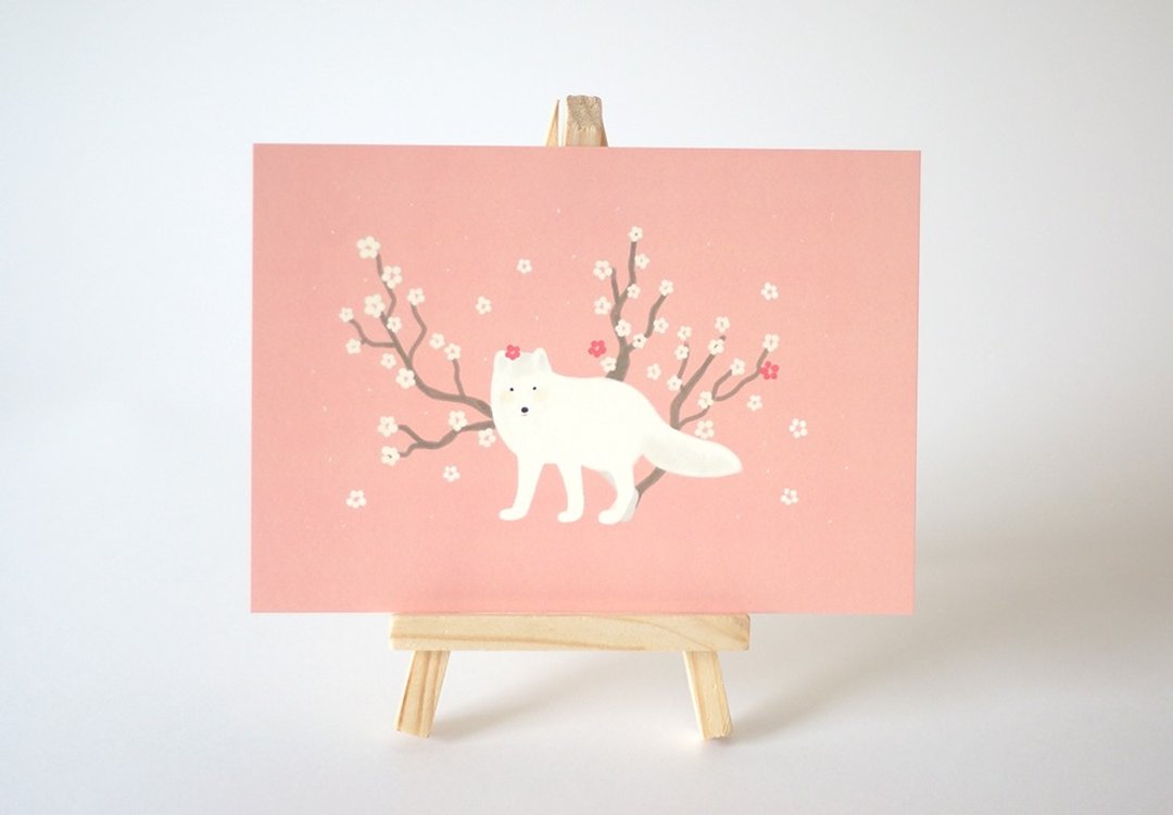 ［独角森林］ little ball of fur 梅花雪狐明信片（单张） - 卡片/明信片 - 纸 