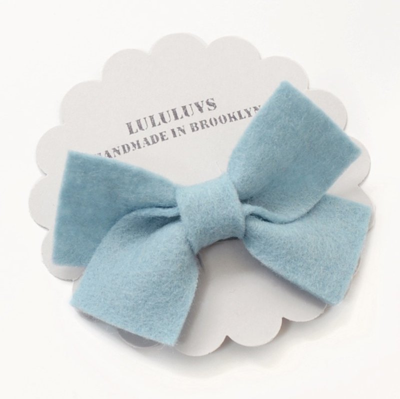LULULUVS 羊毛毡蝴蝶结发夹  西洋蓝 - 发饰 - 羊毛 蓝色