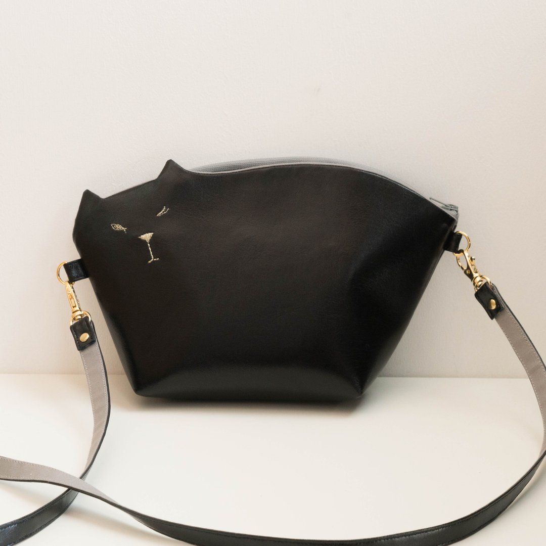 Cat's handbag Pochette 2way 001 No. [Make-to-order production] - 侧背包/斜挎包 - 其他材质 黑色