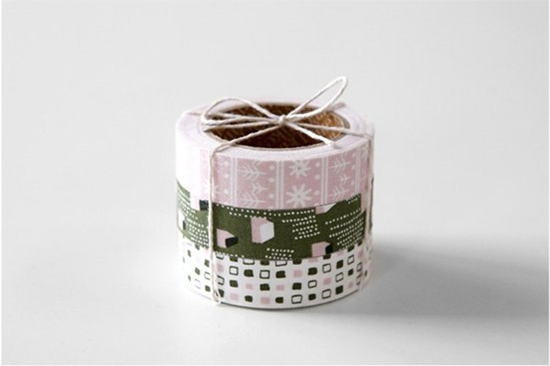 圣诞 交换礼物-北欧风布胶带(三入)  39-snow village,E2D54159 - 纸胶带 - 其他材质 绿色
