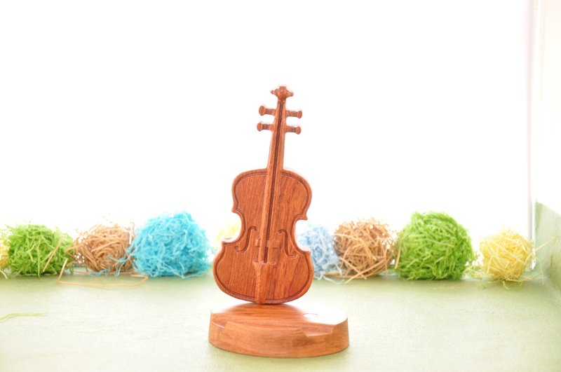 原木木作手机座 - 提琴款 - 手机座/防尘塞 - 木头 咖啡色