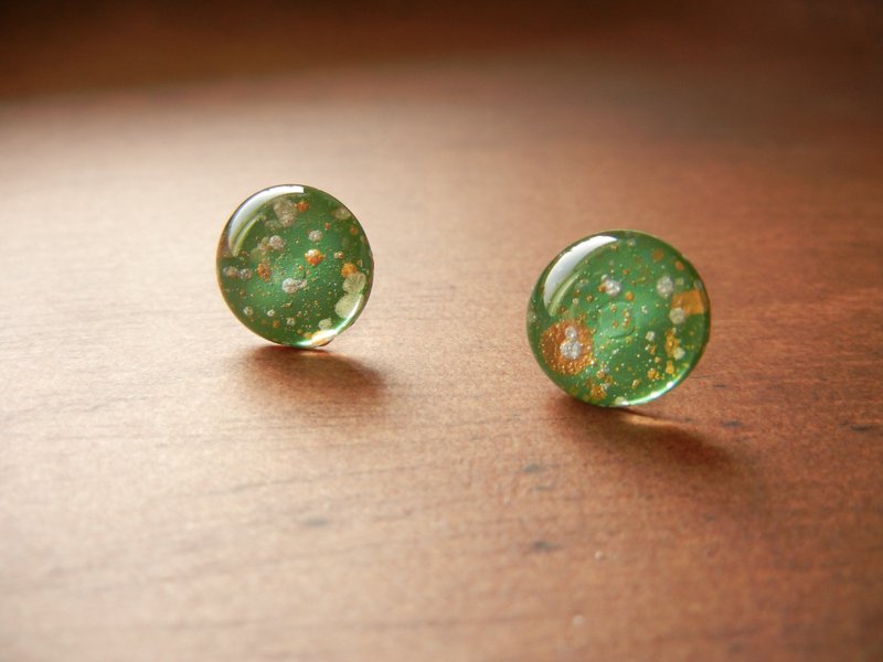 *coucoubird*星点耳环-白金 - 耳环/耳夹 - 其他金属 绿色