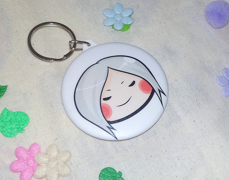 【明智光秀】镜子钥匙圈+胸章【两入】 - 钥匙链/钥匙包 - 塑料 灰色