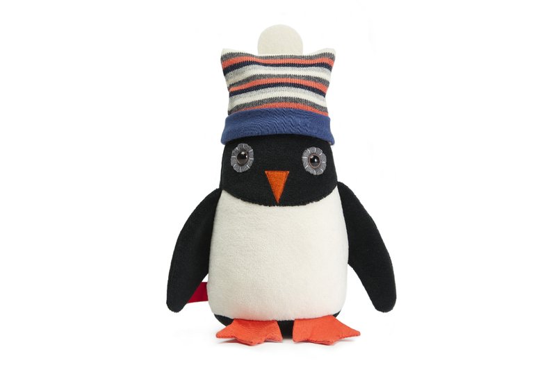 ★送礼首选★荷兰 esthex 手工车缝安全材质典藏娃娃-乔治小企鹅 - 满月礼盒 - 棉．麻 白色