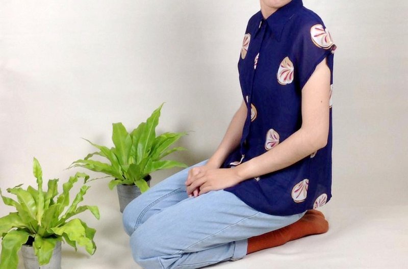│千金难买早知道│柠檬切片古着衬衫VINTAGE/MOD'S - 女装衬衫 - 其他材质 蓝色