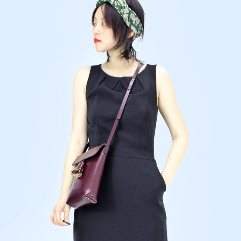 Zemoneni 流苏系列 之 Burgundy 酒红 - 侧背包/斜挎包 - 真皮 红色