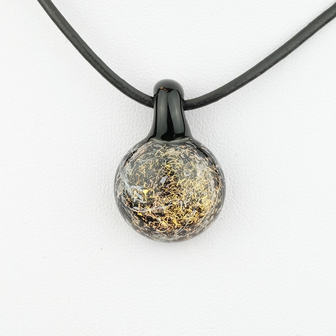 Dichroic 漩涡 手工玻璃 坠子 - 项链 - 玻璃 黄色
