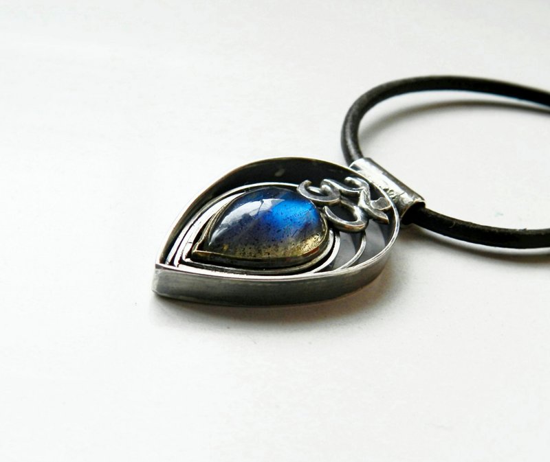 【 ॐ 拉长石. 一切关乎频率振动 】 - 项链 - 纸 蓝色