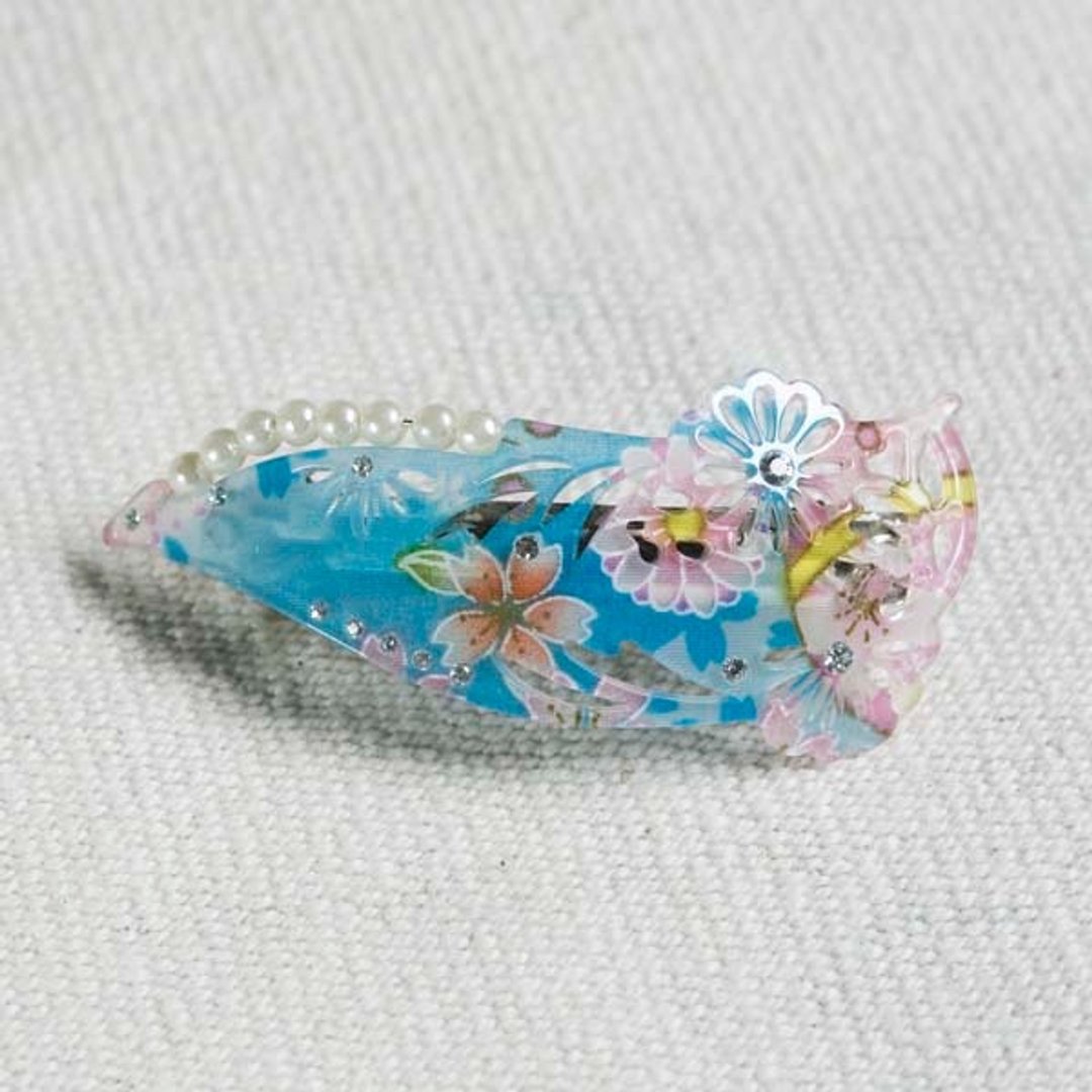 【MITHX】千樱花火,珍珠,自动夹,平夹,发夹-蓝 - 发饰 - 压克力 蓝色