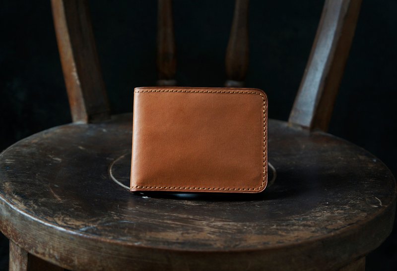 【新系列】零钱短夹 bifold wallet 顶级牛皮 简约 可专属刻字 - 皮夹/钱包 - 真皮 咖啡色