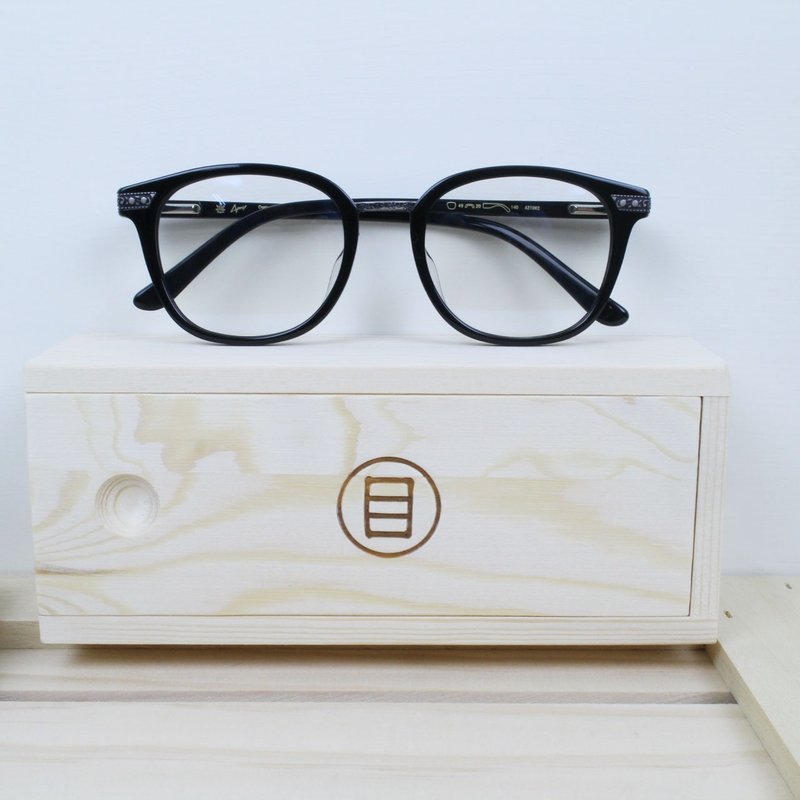 复古方框 雕花镜框 亮黑 眼镜 男女镜框 - 眼镜/眼镜框 - 塑料 黑色