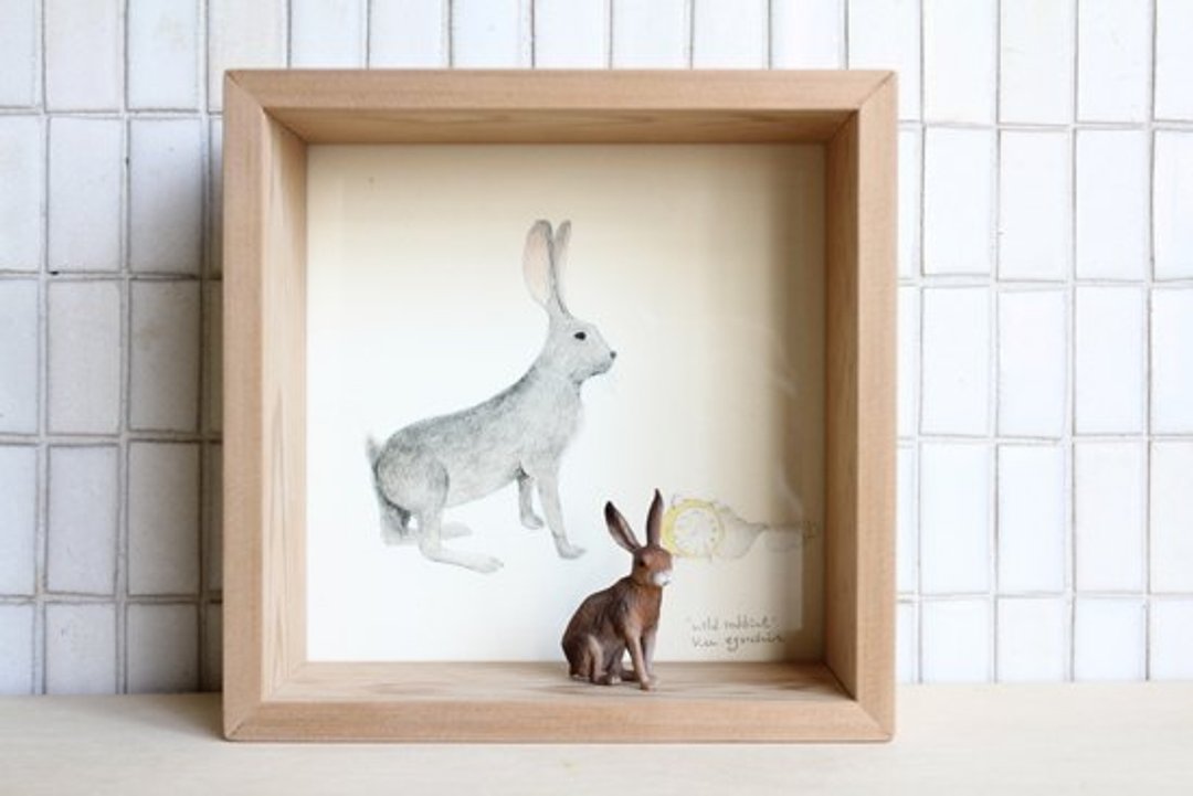 [画,动物 AnimalPaintingCollection]框饰--野兔/小长方 - 墙贴/壁贴 - 压克力 卡其色