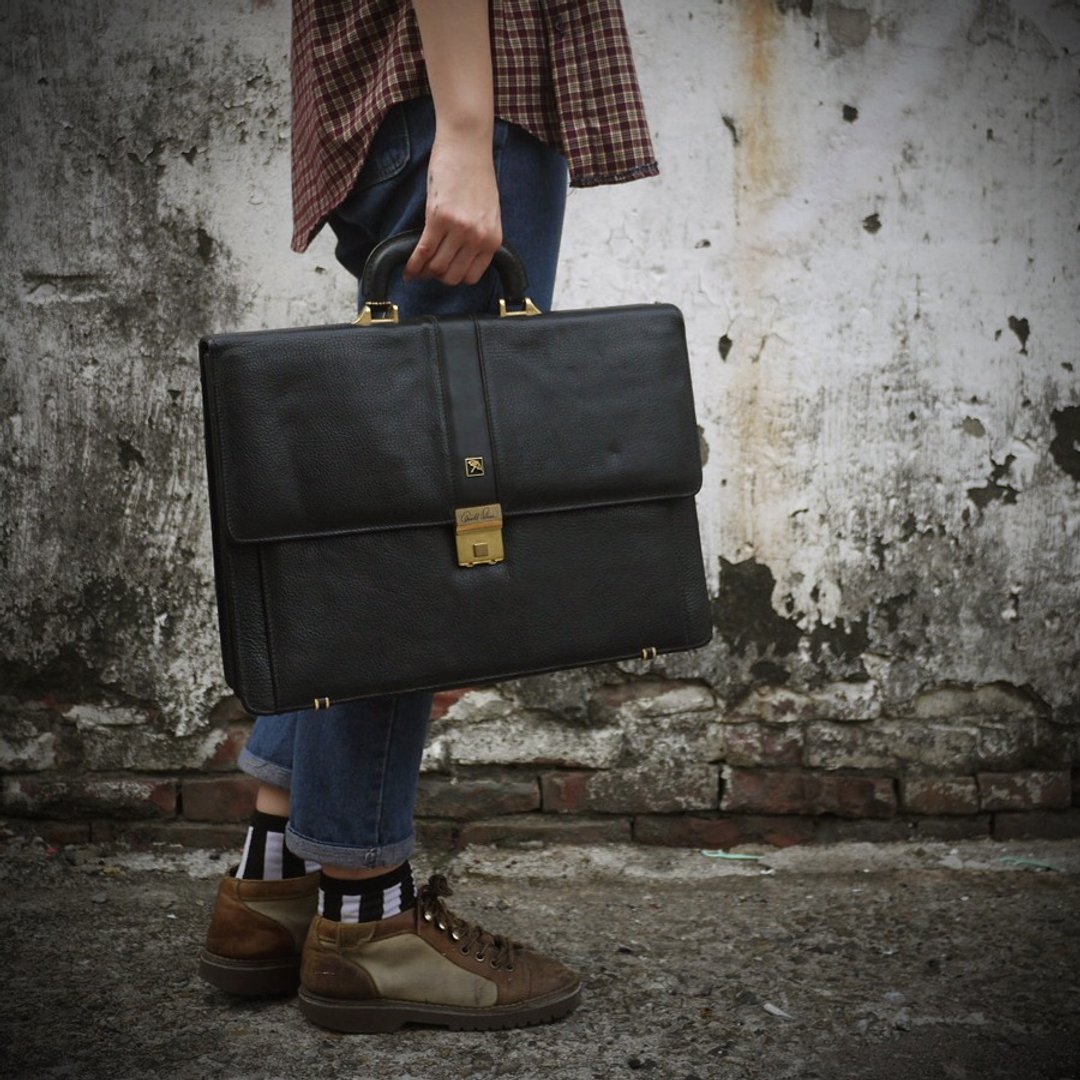 ShiKa夕卡//Vintage Bag //arnold palmer黑色经典款公事包 - 公文包/医生包 - 其他材质 黑色