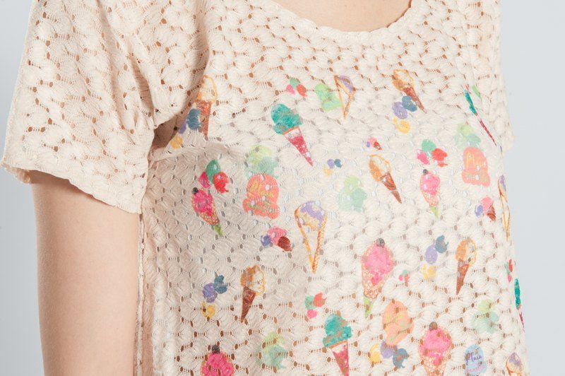 Pepper Petite 2014早春新款 * 篓空短上衣(夏日冰淇淋) - 女装 T 恤 - 棉．麻 白色