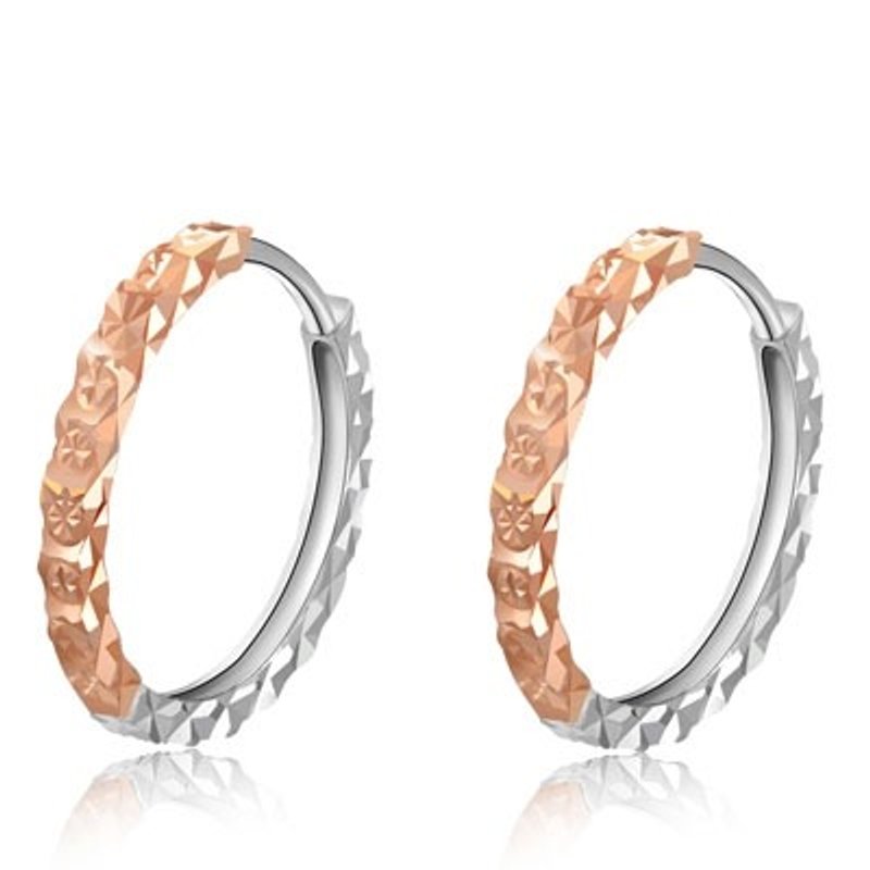 香港设计 14K/585 红白色黄金 净金 小圈耳环 - 耳环/耳夹 - 其他金属 灰色