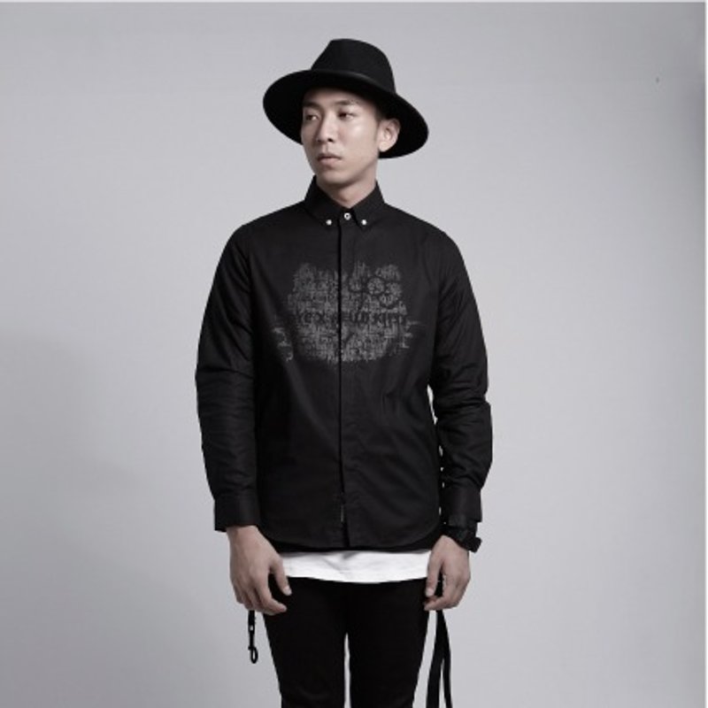 DYC X HELLO KITTY - shirt - 男装衬衫 - 棉．麻 黑色