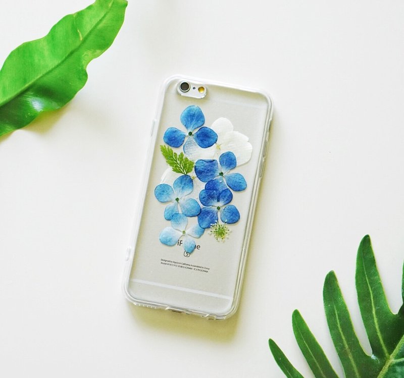 蓝绣球限定系列// 植物标本 押花手机壳 iphone 5/5s/SE/6/6s/6 plus/6s plus/7/7plus/Samsung S4/S5/S6/S6Edge/S7/S7Edge/Note3/Note4/Note5 - 手机壳/手机套 - 硅胶 