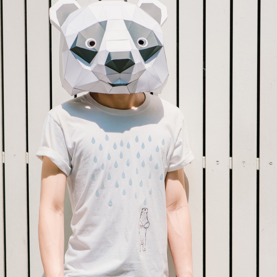 雨过天晴 北极熊变色 T-shirt - 中性连帽卫衣/T 恤 - 棉 白色