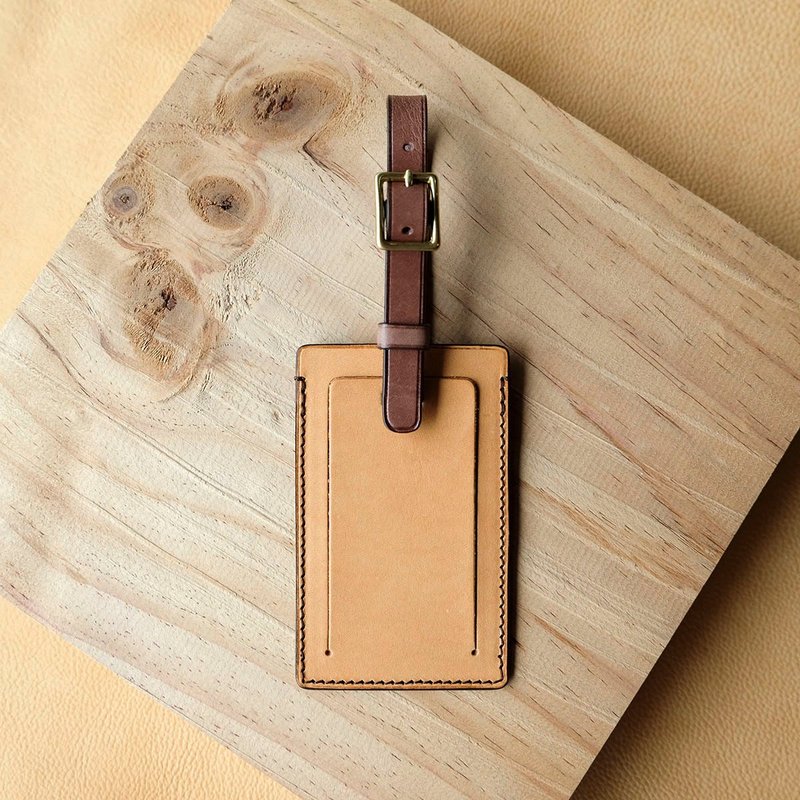 isni〔行李吊牌〕复古黄/甜巧克 欧洲牛皮〔职人手作りのネームホルダー〕 - 行李吊牌 - 真皮 金色