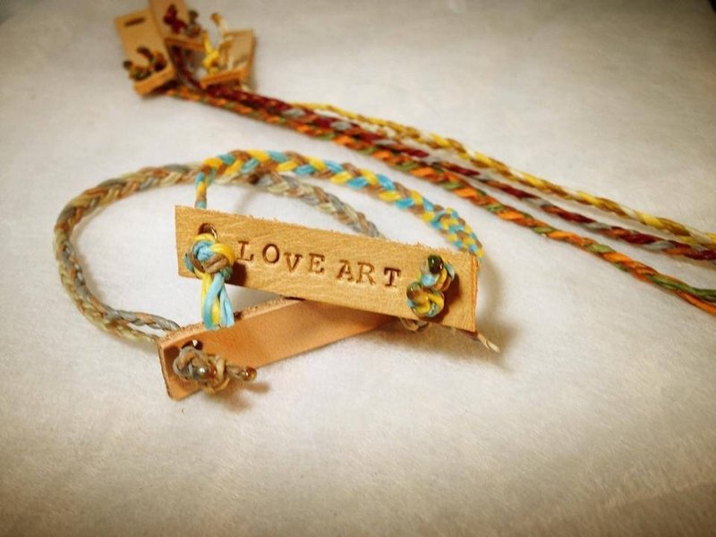 MEMO皮革编织手链(刻字A to Z) - 手链/手环 - 真皮 金色