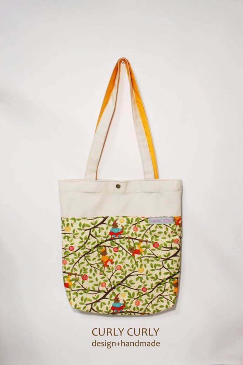 [CURLY CURLY] Pure Totes_Monkey and Its Jungle - 束口袋双肩包 - 其他材质 多色