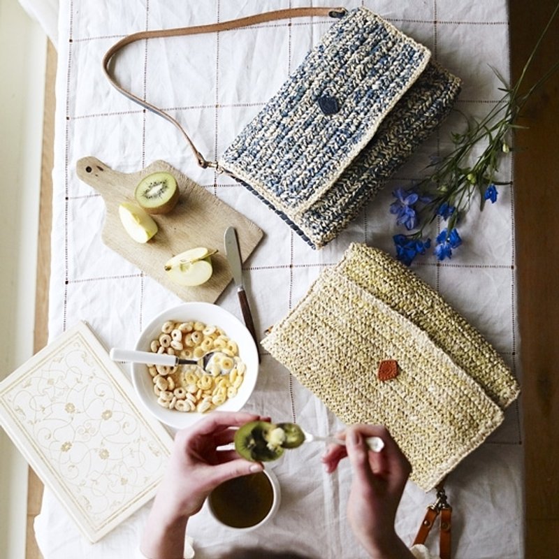 【绝版品限量优惠】日本手工度假风肩背包手拿包 Made in Japan by CLEDRAN - 手拿包 - 植物．花 黄色