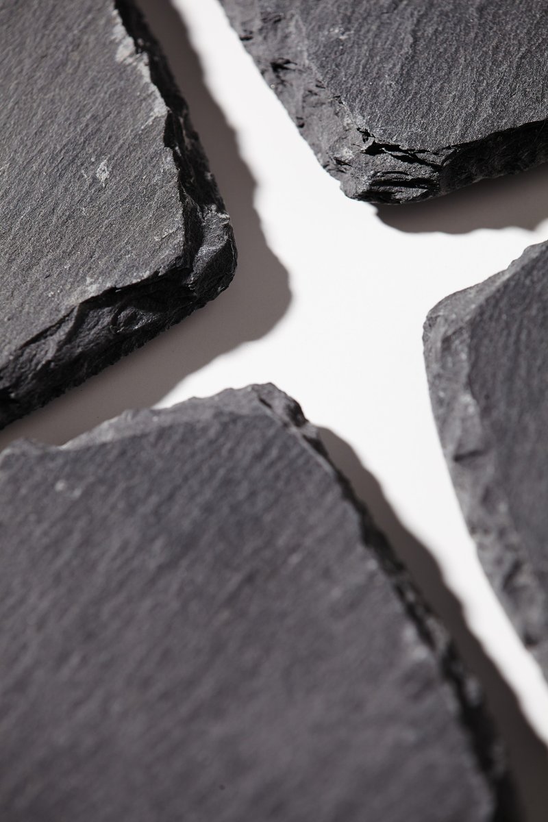 方形页岩杯垫组 灰色 | 吸水杯垫 | 造型杯垫 | 止滑防滑杯垫 - 杯垫 - 石头 灰色