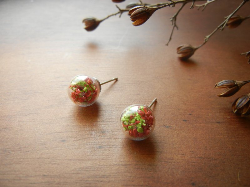 *coucoubird*圣诞小花耳环/抗过敏耳针 - 耳环/耳夹 - 玻璃 多色