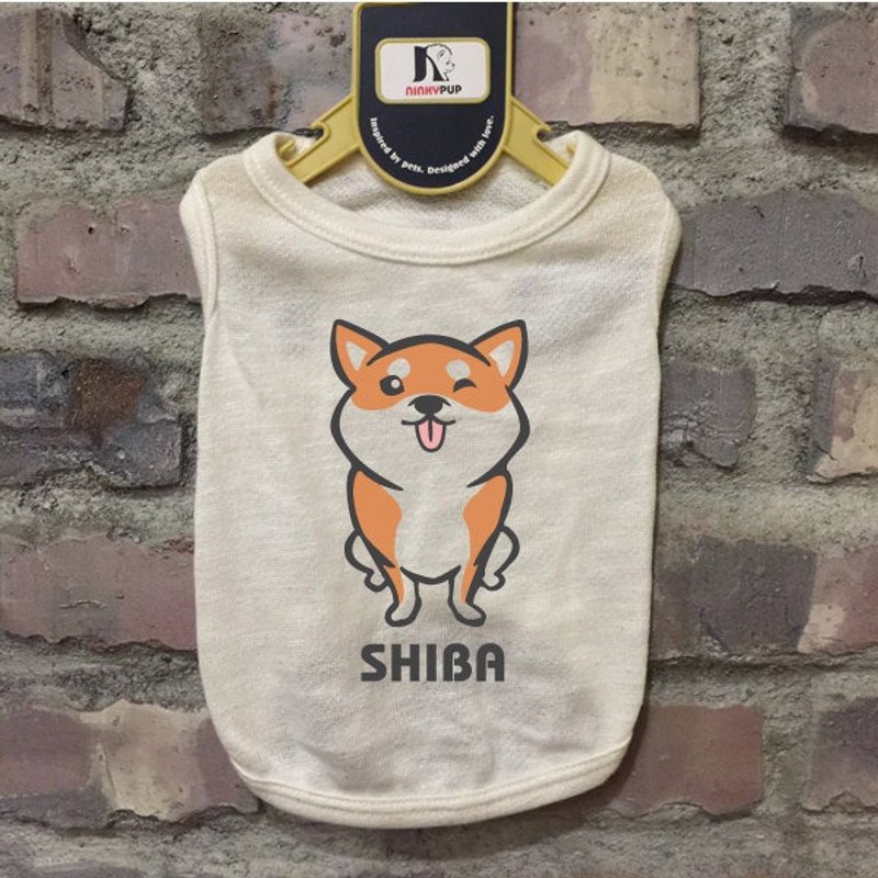 [毛孩姓名订做款] 柴犬B款 Shiba Inu 反光衣(毛孩款) - 衣/帽 - 棉 白色
