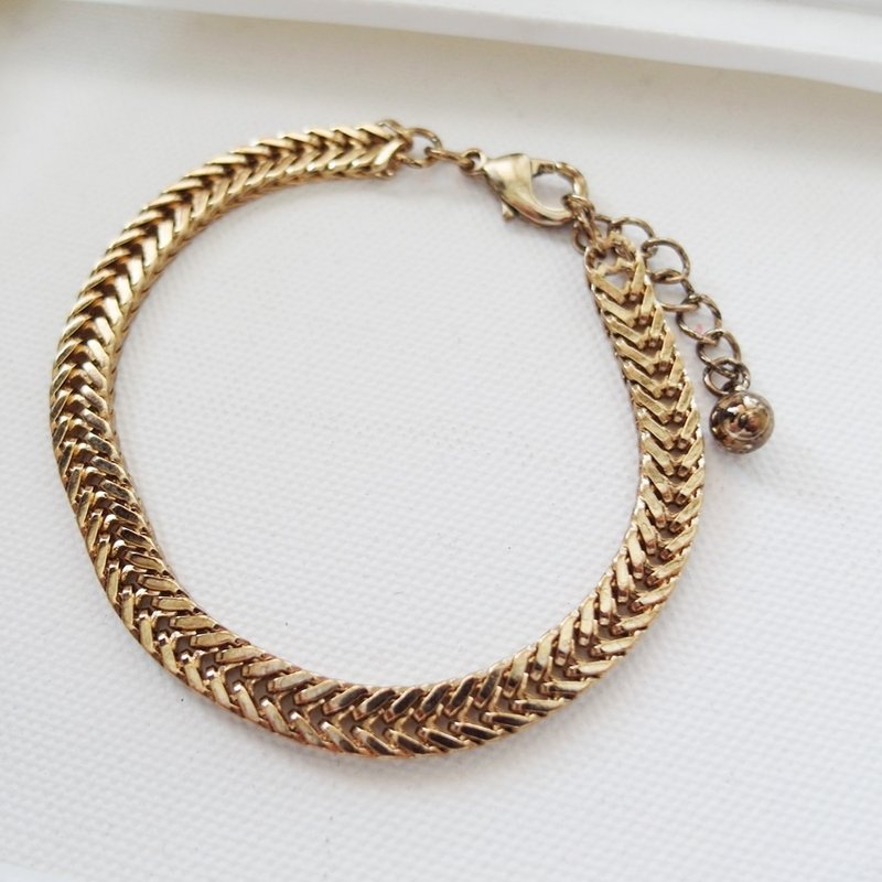 Cha mimi。魅力低调。刷旧复古中性宽手链 - 手链/手环 - 其他金属 咖啡色