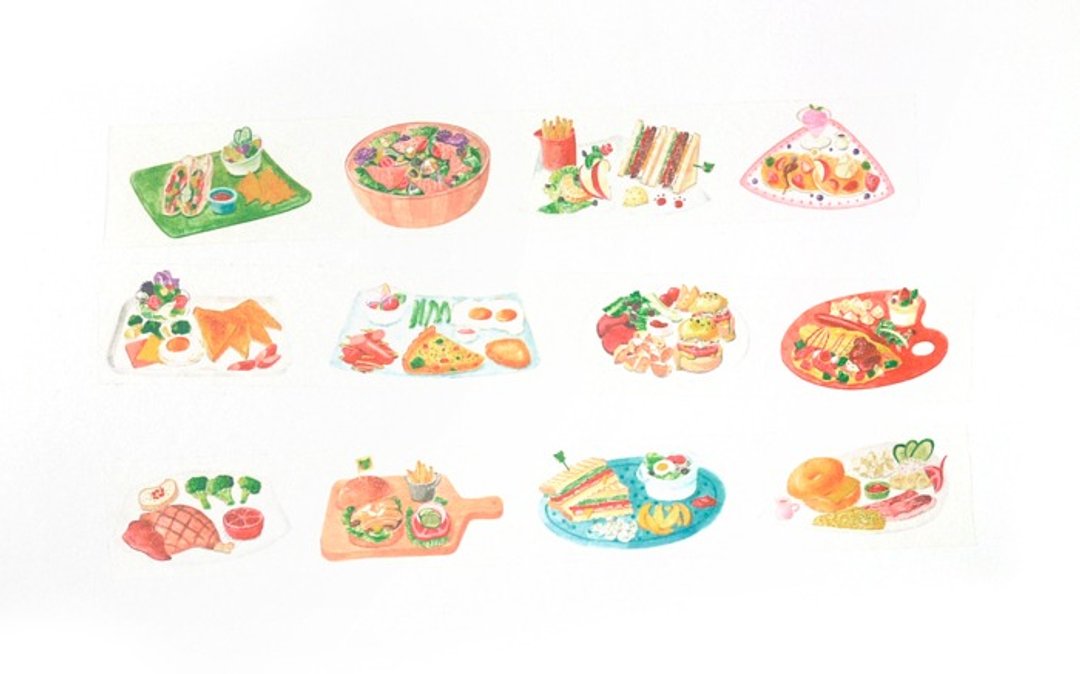 Brunch早午餐 和纸胶带 2.5cm x 10M(50cm循环图) - 纸胶带 - 纸 多色
