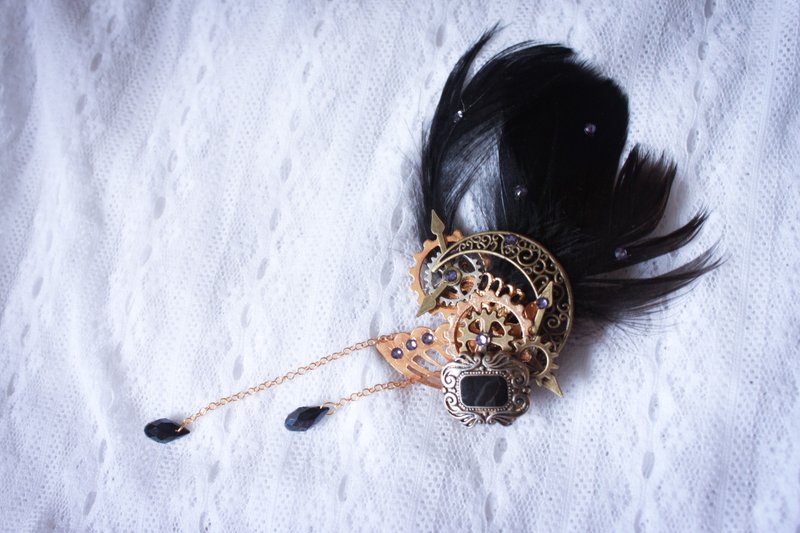 *弥露娜物语*黑羽之时 发夹 羽毛 - 发饰 - 其他金属 黑色