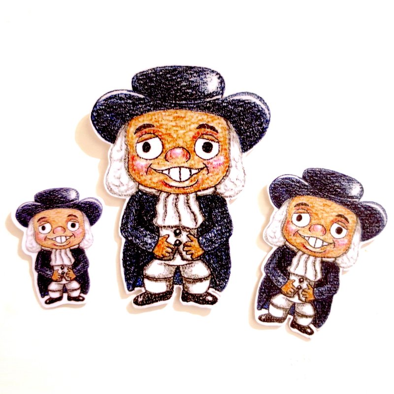 色铅笔手绘傻呼呼公仔娃娃防水贴纸--傻呼呼桂格老爹3入(编号6) - 贴纸 - 纸 蓝色