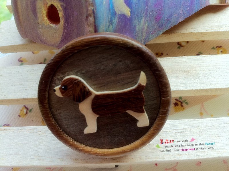 原木爱犬磁铁-米格鲁 - 冰箱贴/磁贴 - 木头 咖啡色