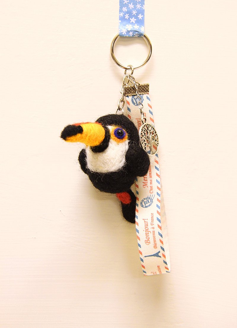 Rolia's 手作 大嘴鸟羊毛毡 吊饰 (可订制) - 钥匙链/钥匙包 - 羊毛 黑色