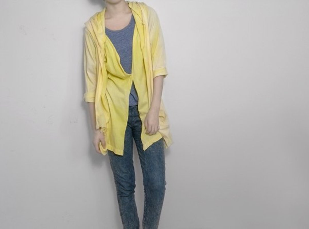 I . A . N Design 草木云染-姜黄 连帽口袋版型有机棉小外套 Organic Cotton - 女装休闲/机能外套 - 植物．花 黄色