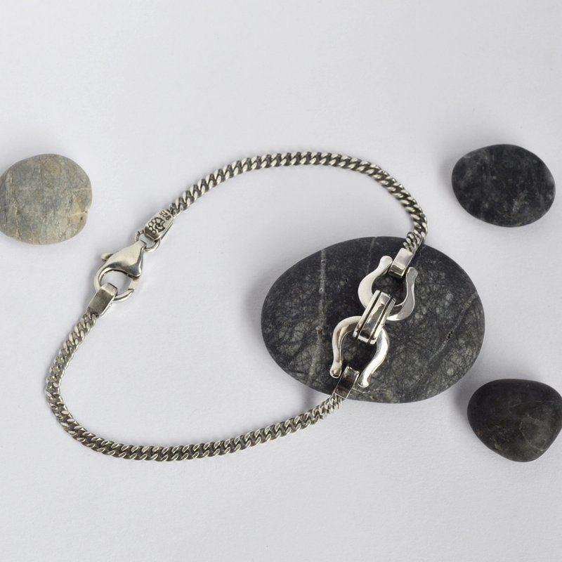 双马蹄铁手链 925纯银 - 手链/手环 - 纯银 银色