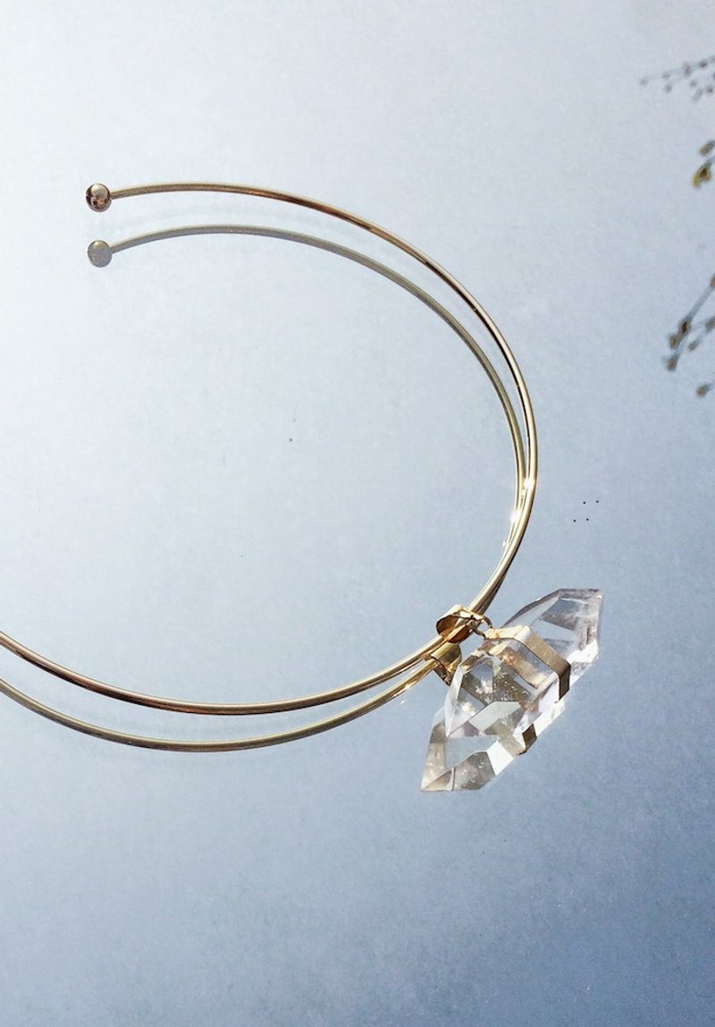 Majestic 金边双尖水晶极简颈链 - 项链 - 宝石 金色