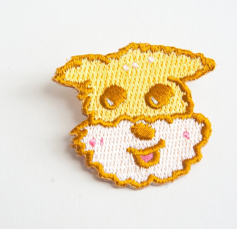 欧吉天使 雪纳瑞小狗绣花别针  贴布 - 胸针 - 其他材质 黄色