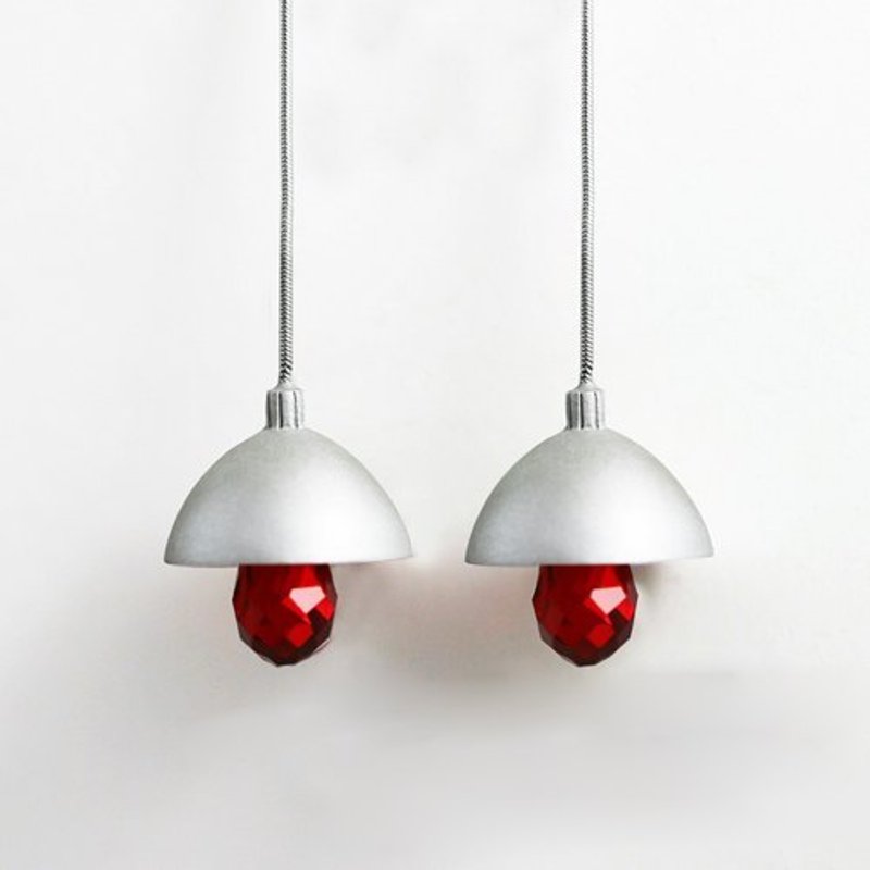 垂灯耳环 - 耳环/耳夹 - 其他金属 红色