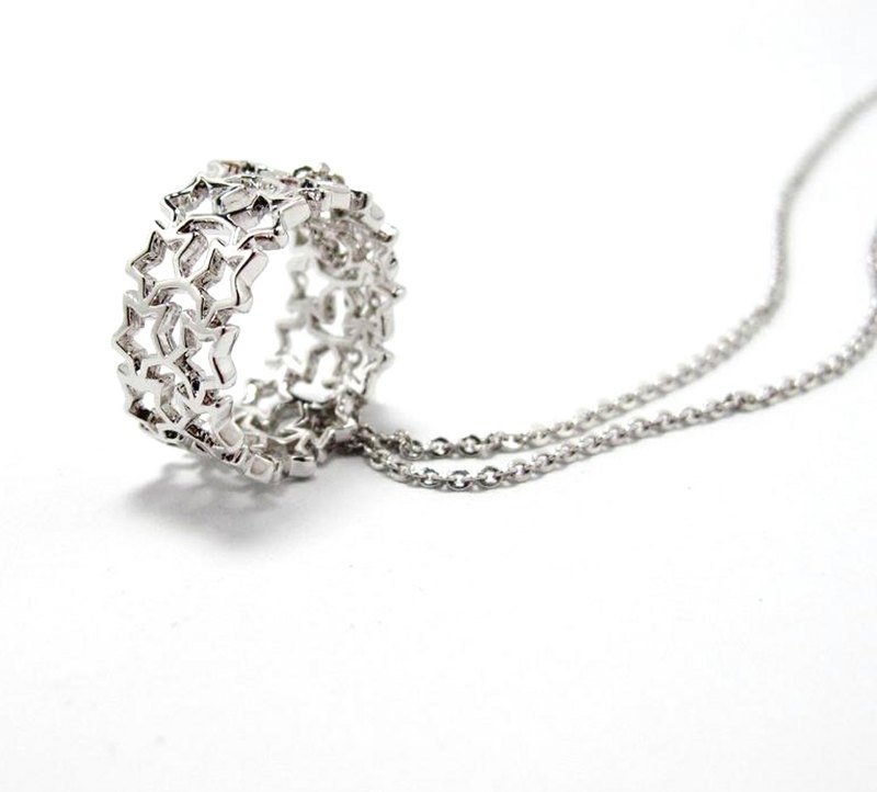 流星戒指项炼两用 - 项链 - 其他金属 白色