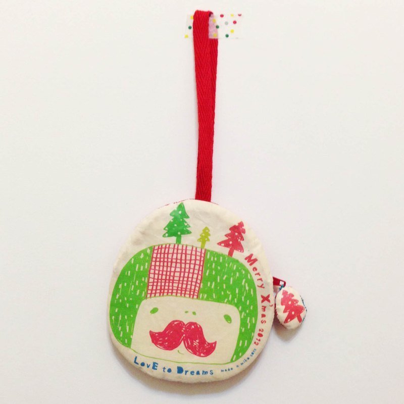 圣诞节 圣诞女孩 悠游卡夹/零钱包-绿 - 钥匙链/钥匙包 - 棉．麻 红色