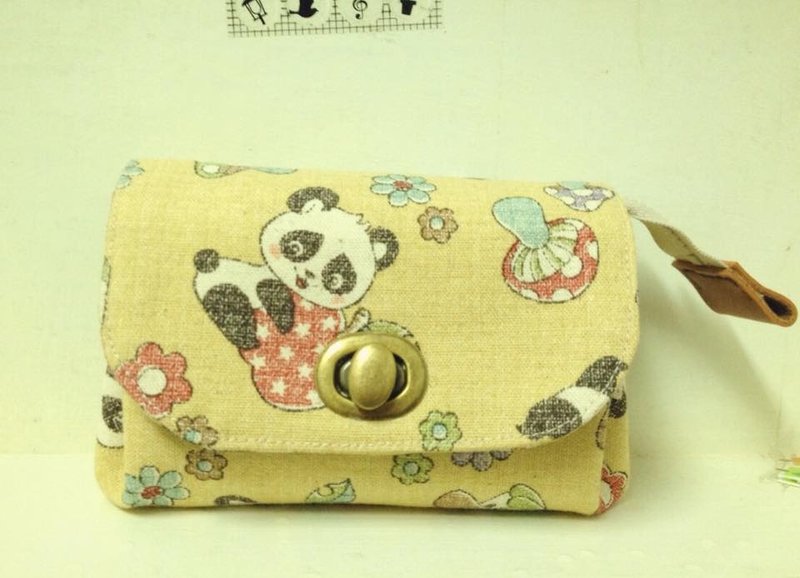 Clare 布手作 * 日系短夹 / 手拿包 - 浣熊棉麻风 - 手拿包 - 其他材质 黄色