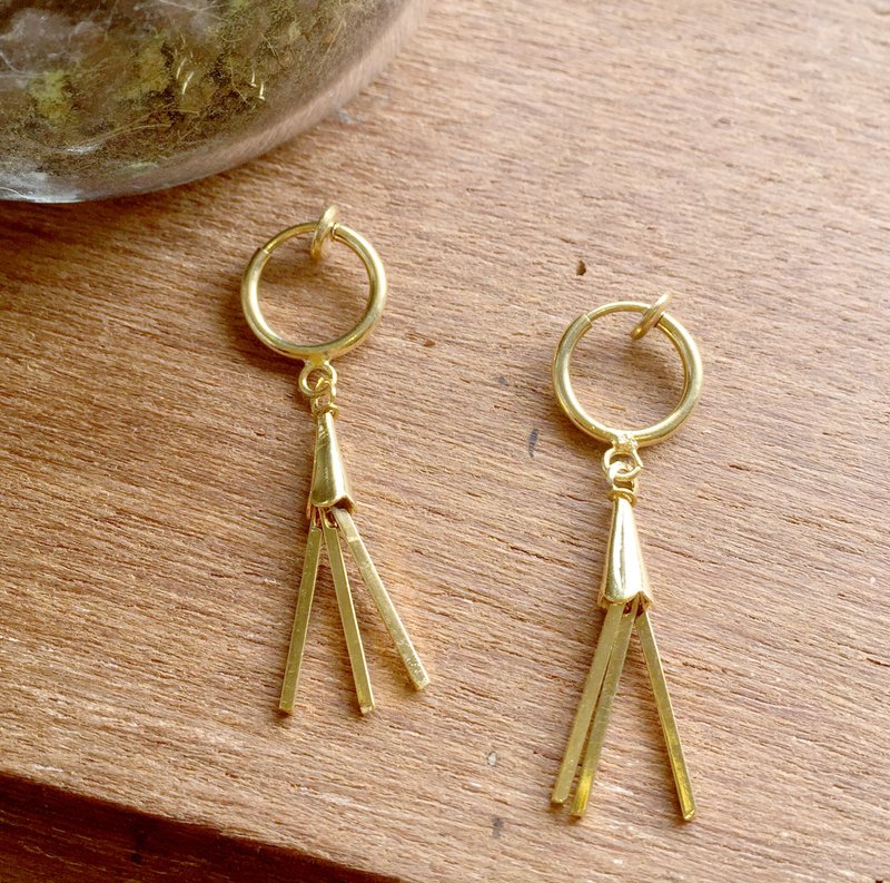 毛毛雨（夹式耳环） - 项链 - 其他金属 金色