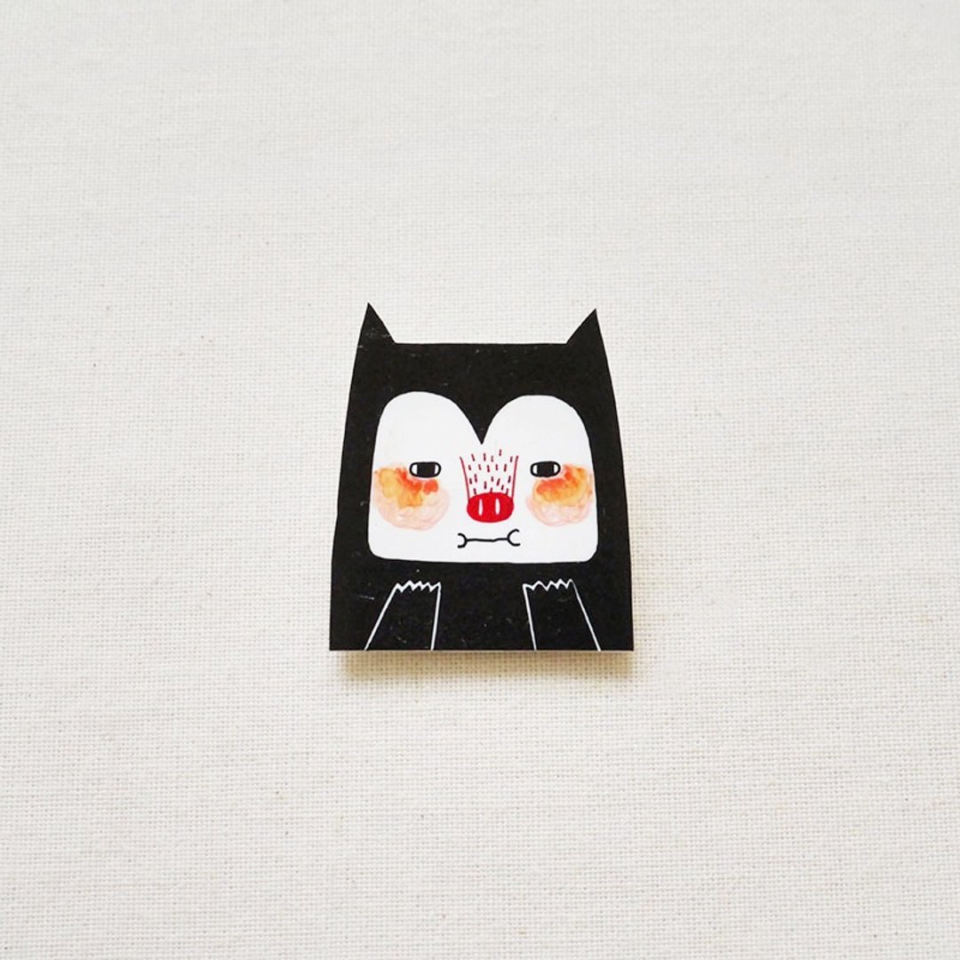 Mossy The Black Cat / 黑猫摩西 / 手工制作热缩片 / 胸针磁铁 - 胸针 - 塑料 黑色