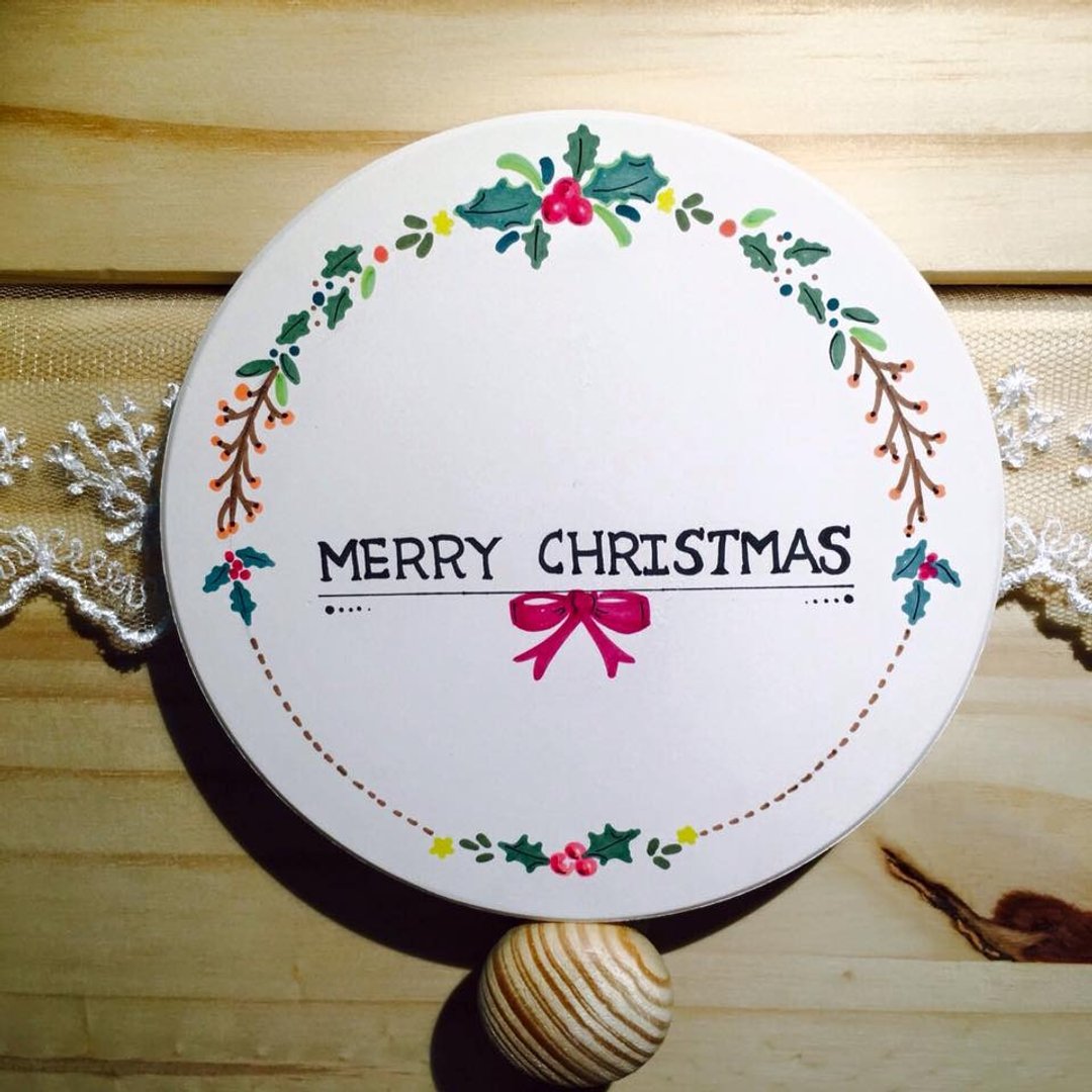 【XMAS】定制化圣诞花圈杯垫 - 杯垫 - 其他材质 多色