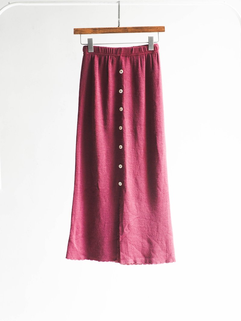 河水山 - 冬季莓果红书记恋爱季节 羊质毛呢古董铅笔直筒裙 日本高校生 古着 dress vintage - 裙子 - 其他材质 红色