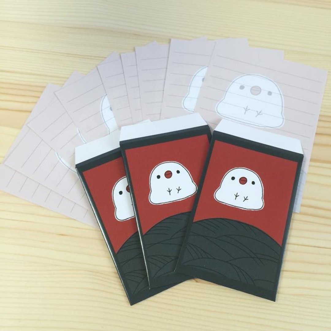 Mini letter set (playing cards / Japanese pampas grass) - 便条纸/标签贴 - 纸 黑色