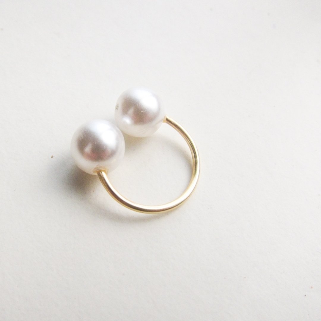 施华洛世奇珍珠指节戒指 / Knuckle Ring (可调式戒围) - 戒指 - 其他金属 金色
